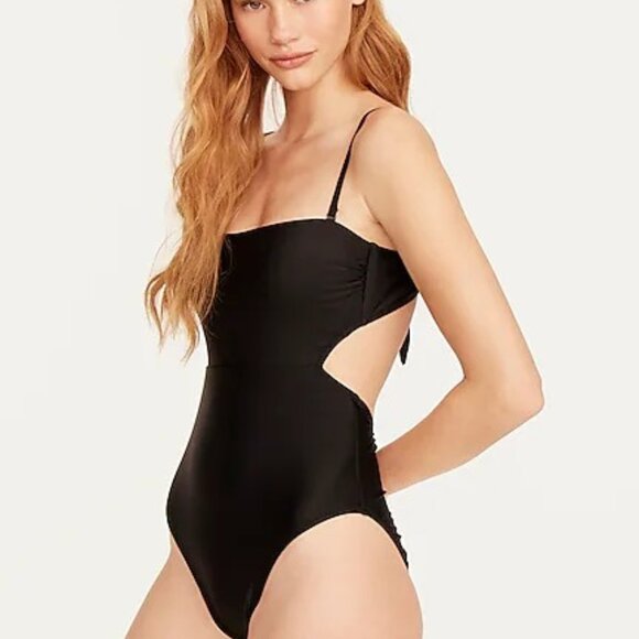 NWT J Crew Cutout Tie Back One Piece Swimsuit Women’s Size 20 Black - Picture 1 of 3